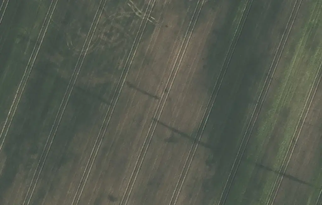 Entrance to the marching camp of Trabitz with the characteristic titulum in an aerial photograph. 