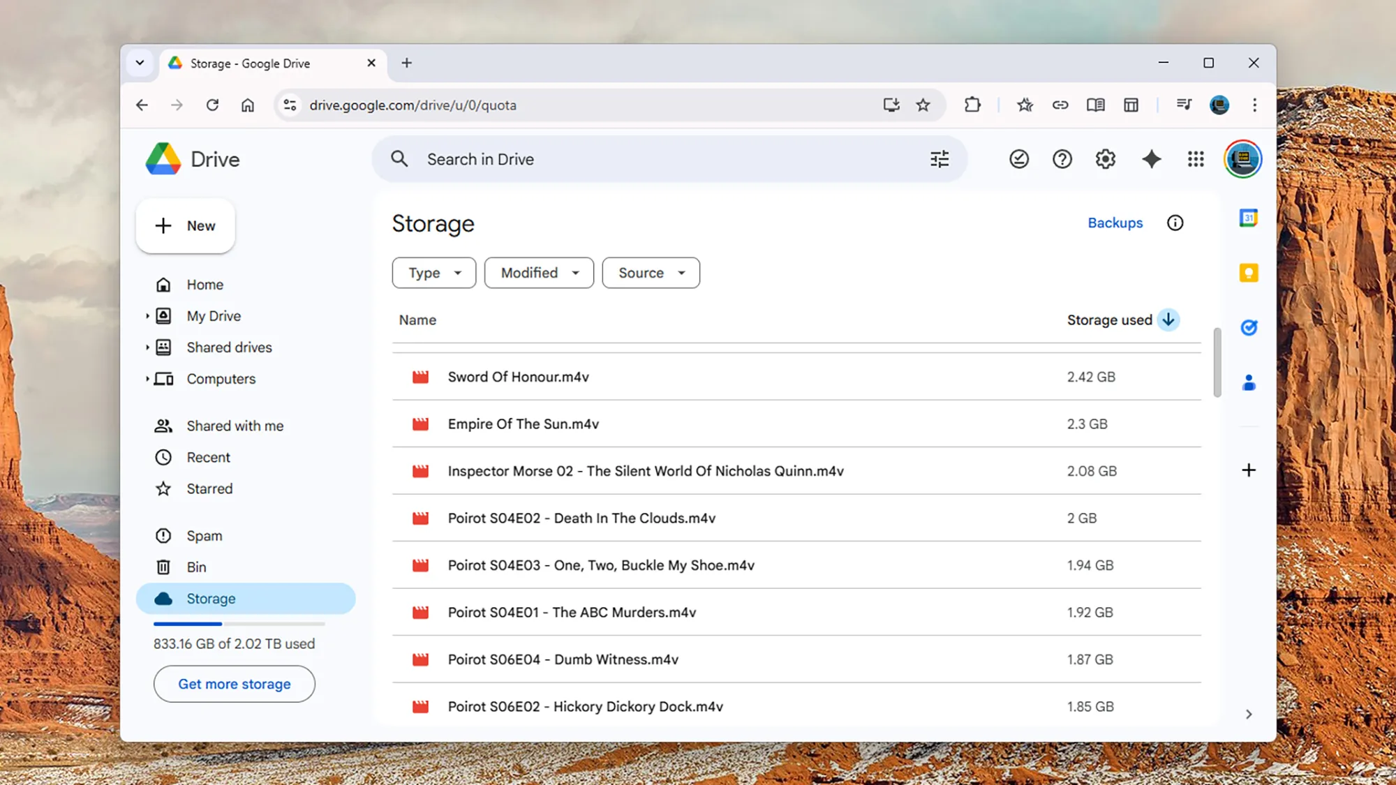 screenshot of google drive