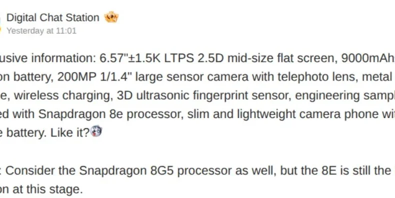 Было объявлено, что Honor 600 будет оснащен аккумулятором емкостью 9000 мАч, чипом Snapdragon 8 Elite и 200-мегапиксельной камерой