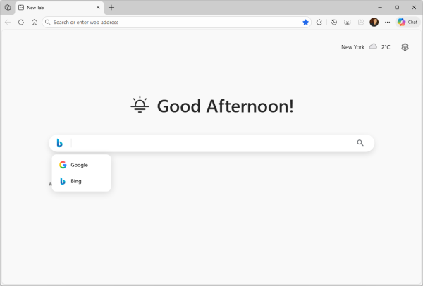 Fluent New Tab search box
