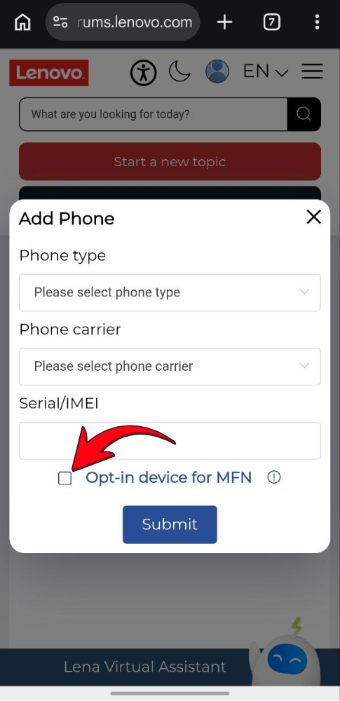 Opt in for MFN on Motorola Community