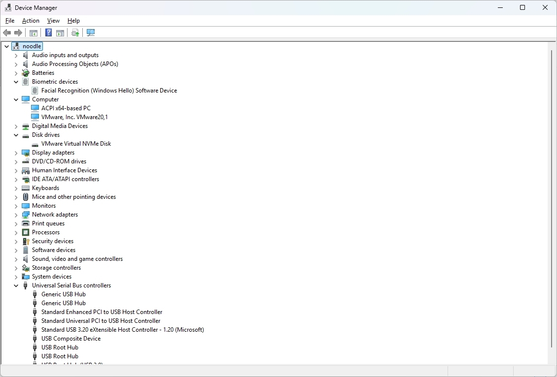 Device Manager hardware drivers