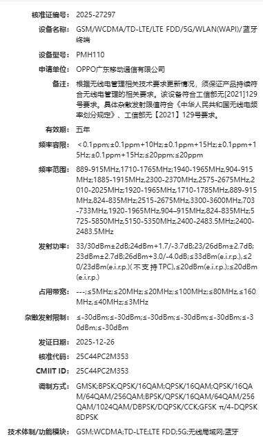 Oppo PMH110 radio certified