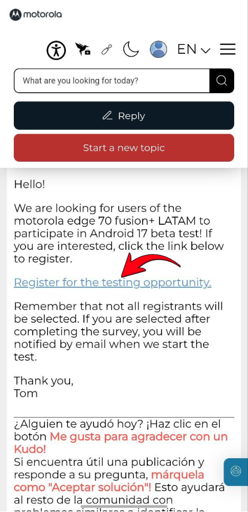 Registering for Android 17 beta program