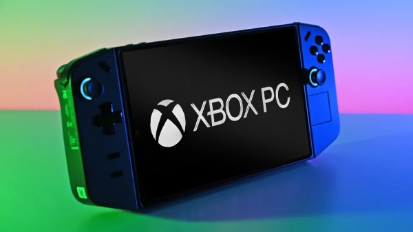 Xbox PC logo on a Lenovo Legion Go handheld