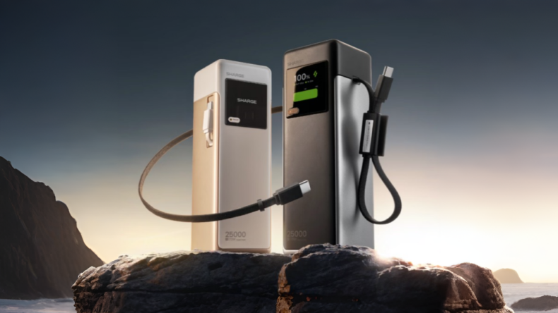 Sharge выпускает блок питания мощностью 170 Вт и емкостью 25000 мАч с двумя встроенными кабелями и 1,3-дюймовым дисплеем