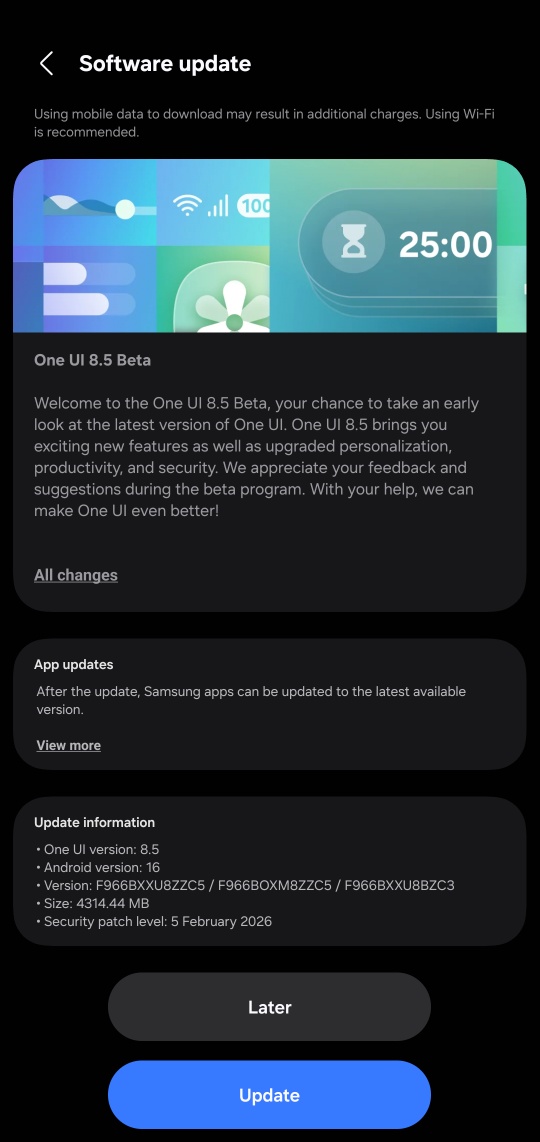 Galaxy Z Flip 7 One UI 8.5 beta
