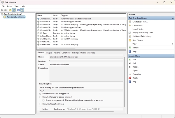 Task Scheduler legacy UI