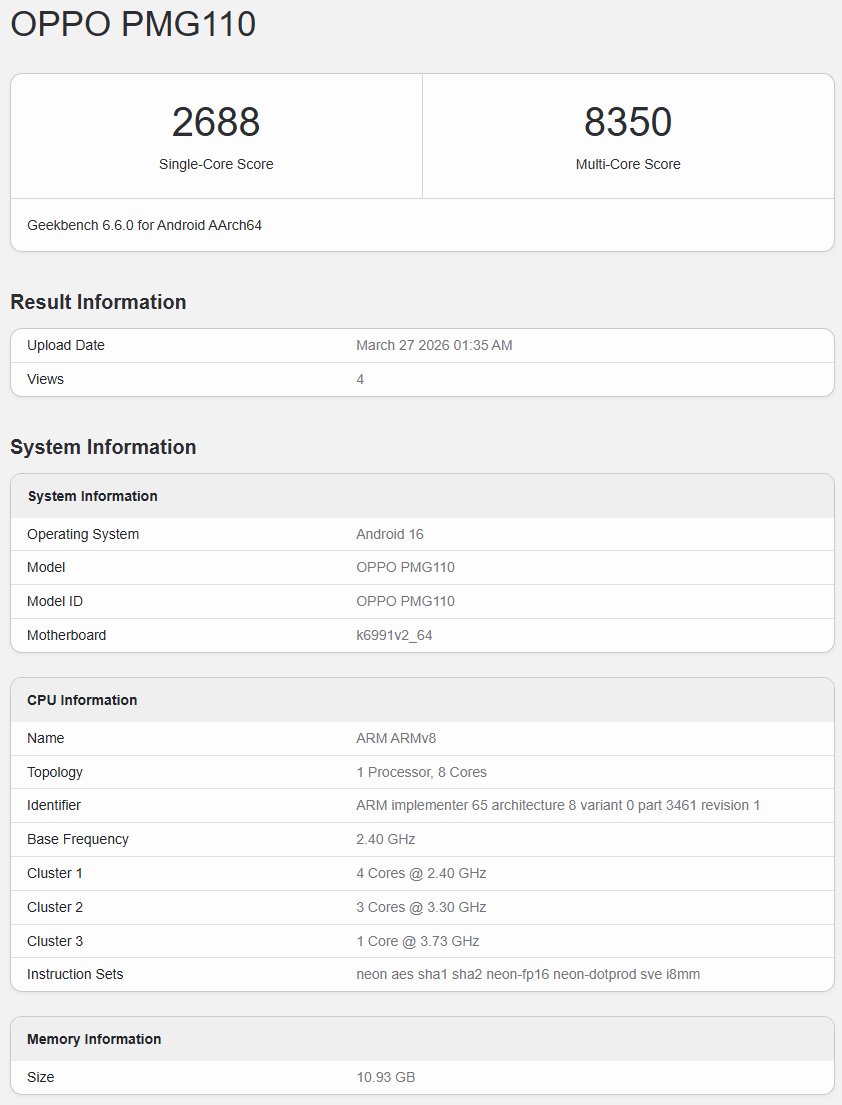 Oppo K15 Pro+ Geekbench