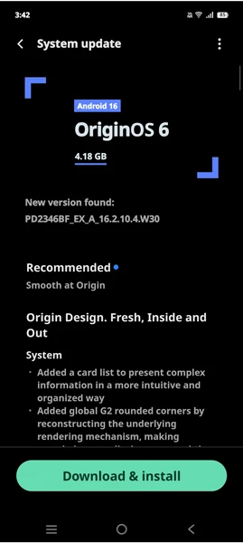 iQOO Z9 OriginOS 6 update