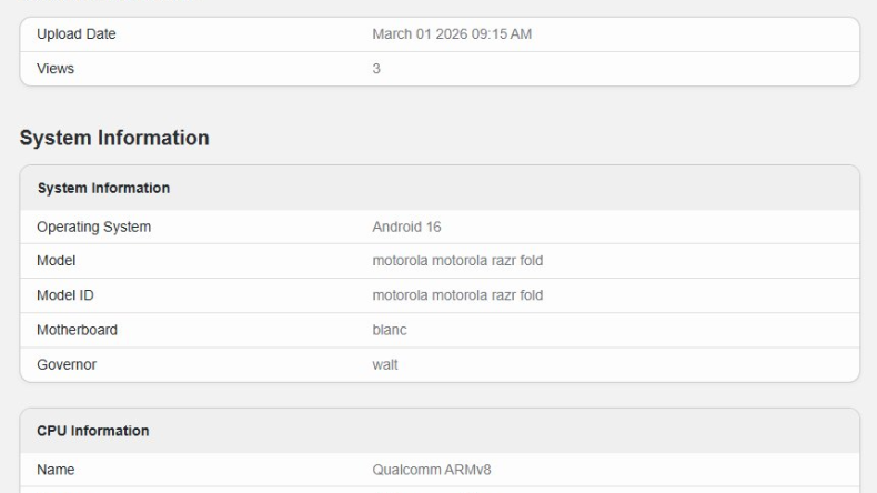 Чипсет Motorola Razr Fold, наконец-то представленный на Geekbench, включает в себя новейшую версию Snapdragon 8-й серии