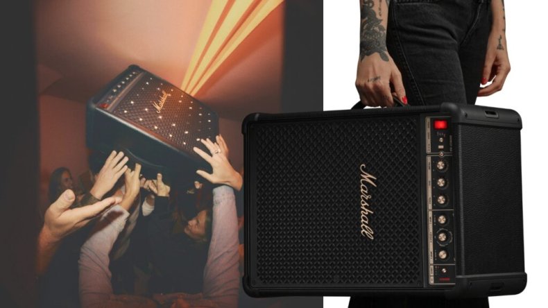 Колонка Marshall Bromley 450 для вечеринок обеспечивает звук на 360 °, защиту по стандарту IP55 и более 40 часов воспроизведения