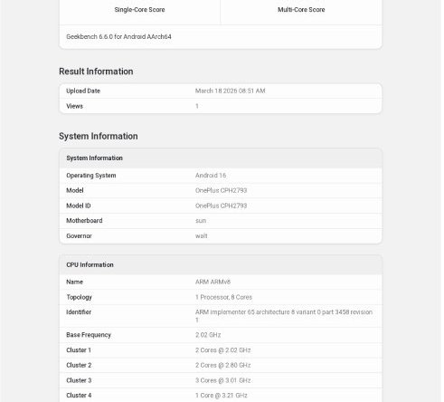 OnePlus Nord 6 работает под управлением Geekbench, вот как это работает