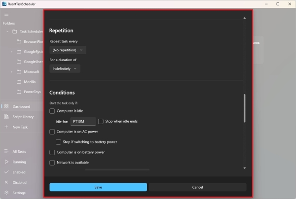 FluentTaskScheduler repetition settings