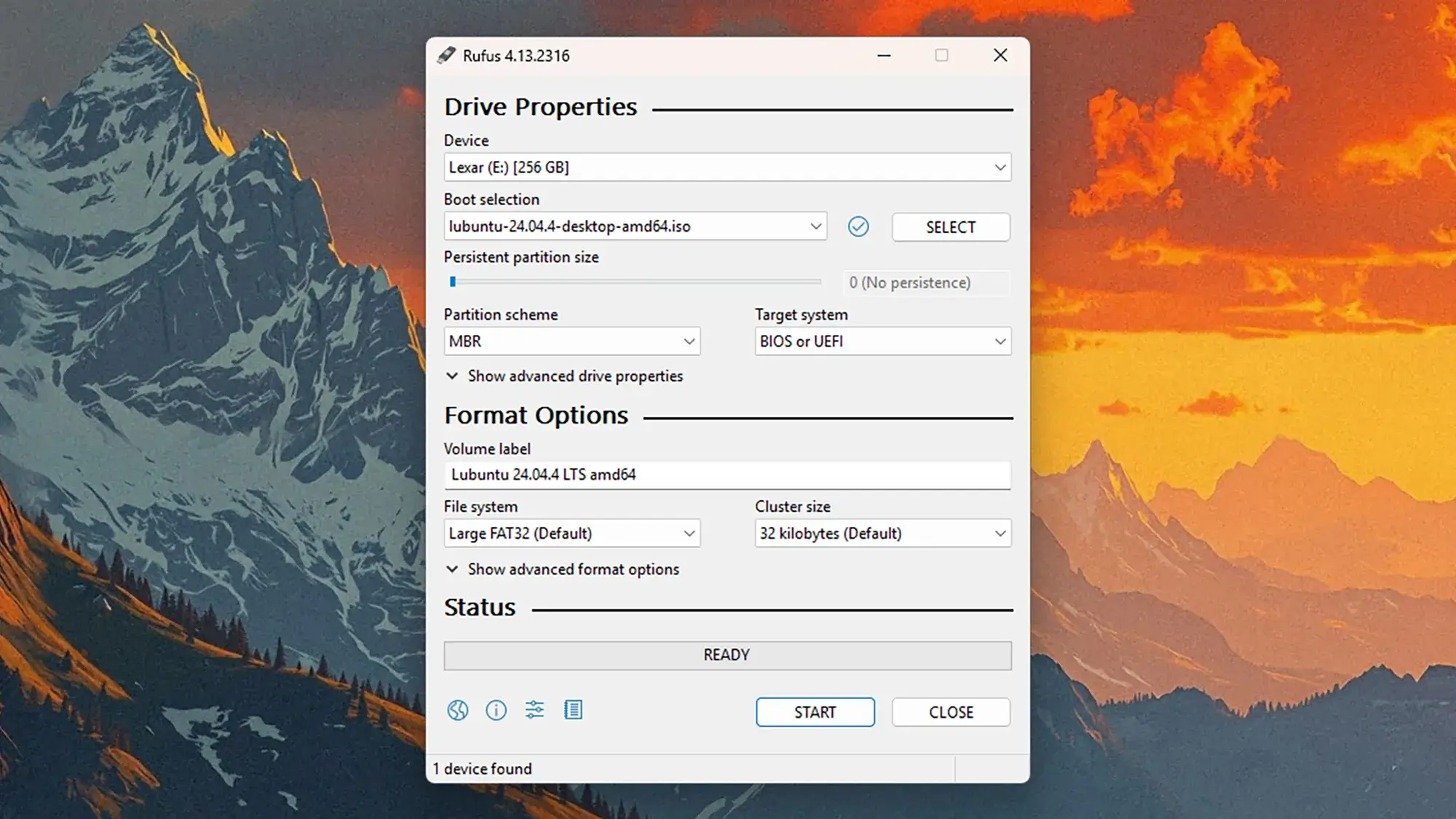 Скриншот программы Rufus