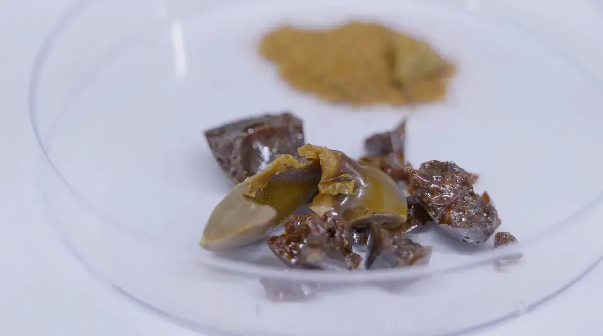 Образец коричневого пластика на основе серы