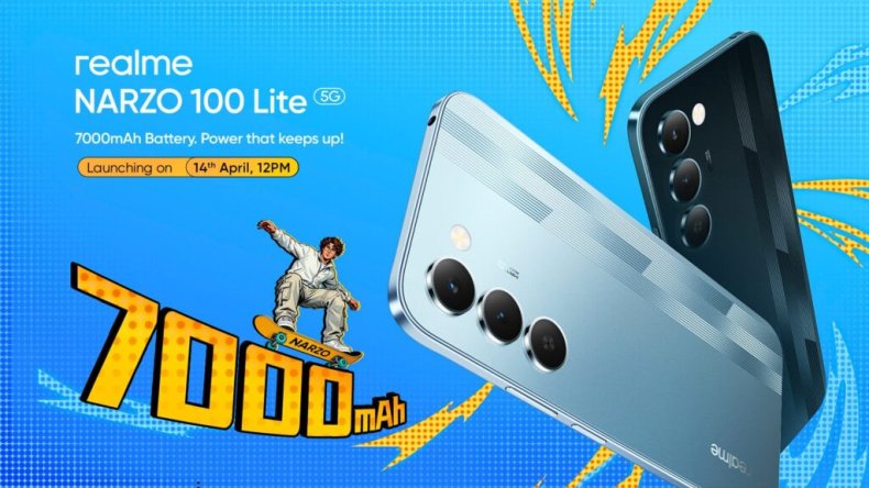 Realme Narzo 100 Lite 5G выходит в продажу 14 апреля с аккумулятором емкостью 7000 мАч и дисплеем с частотой 144 Гц