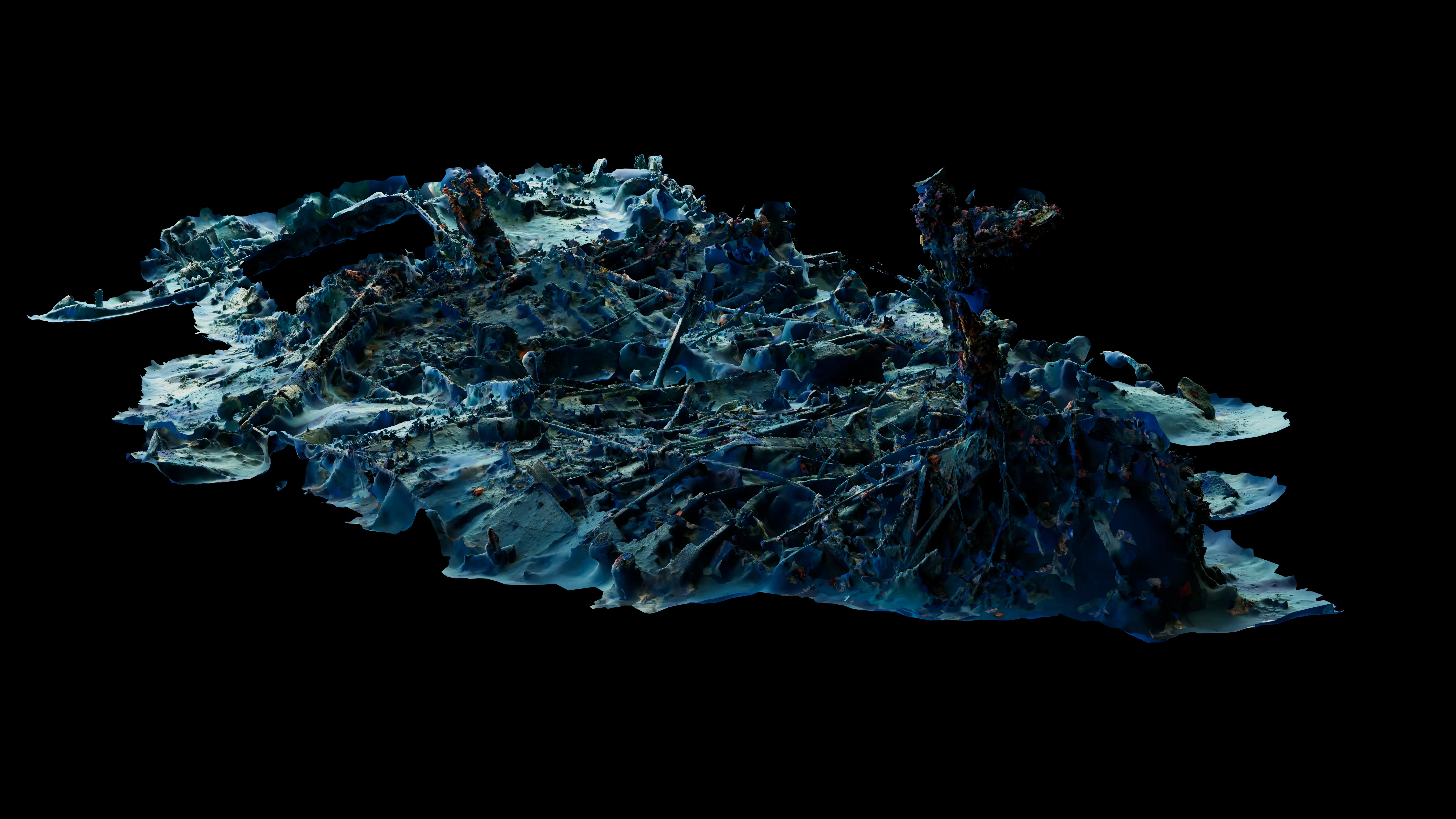 an underwater scan of a sunken WWII ship