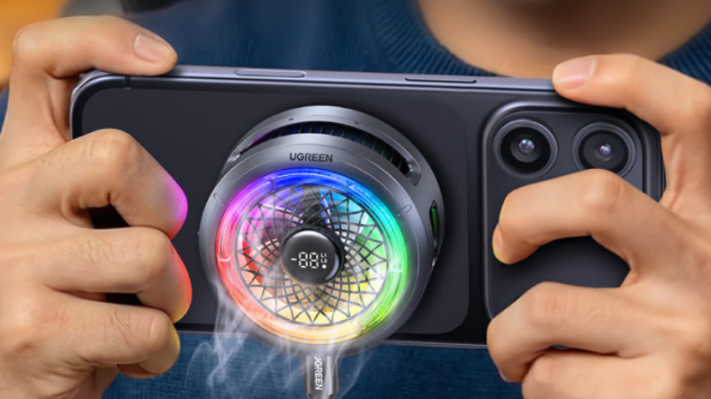 Ugreen выпустила магнитный кулер для смартфона на 30 Вт с охлаждением до -25°C, RGB-подсветкой и дисплеем