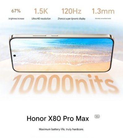 Honor X80 Pro Max станет первым в мире смартфоном с дисплеем яркостью 10 000 нит