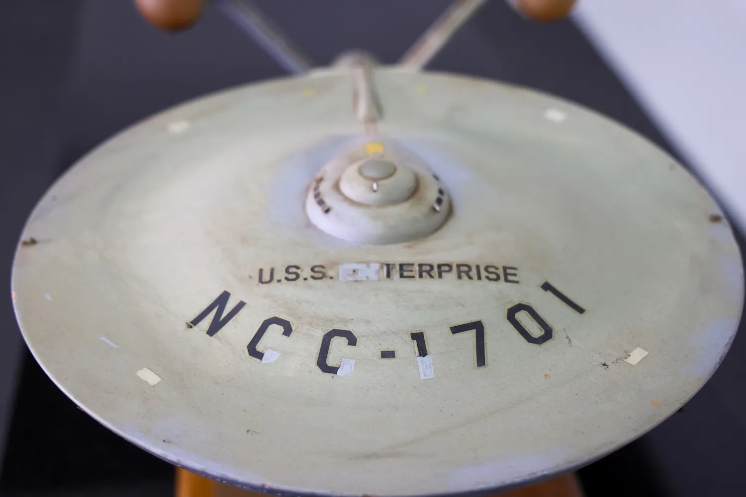Close up of top section of USS Enterprise model