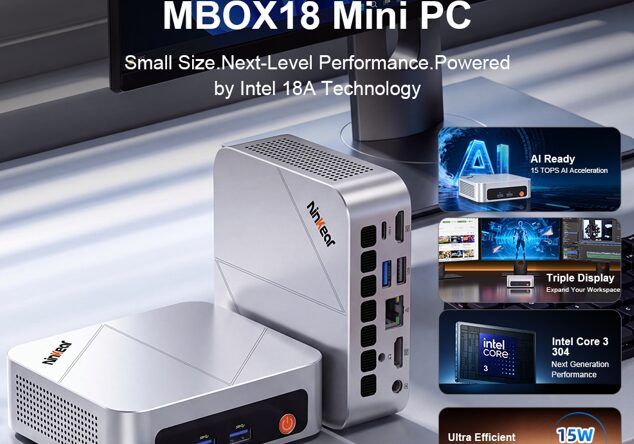 Ninkear MBOX18 представлен с Intel 18A, ИИ 15 TOPS и тремя дисплеями