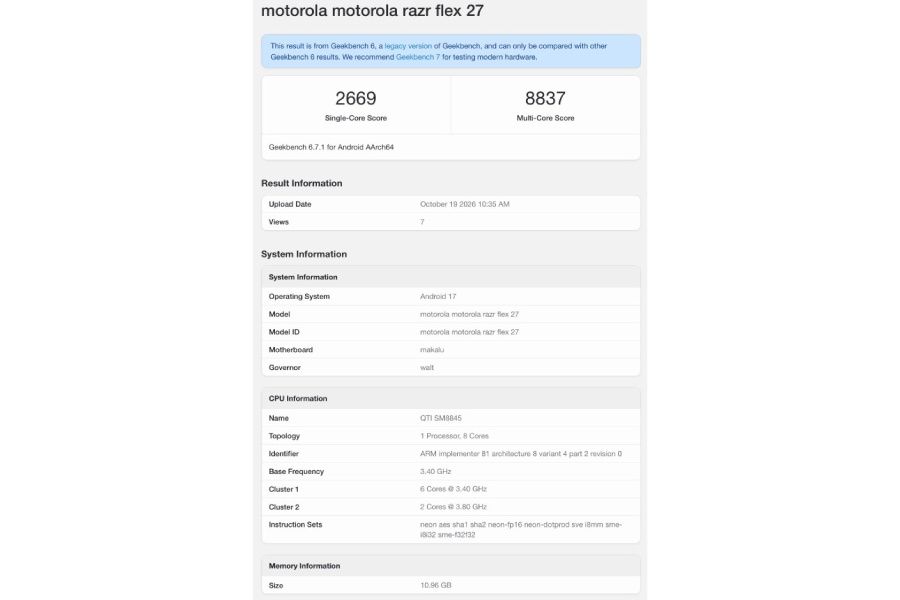 Motorola Razr Flex Geekbench