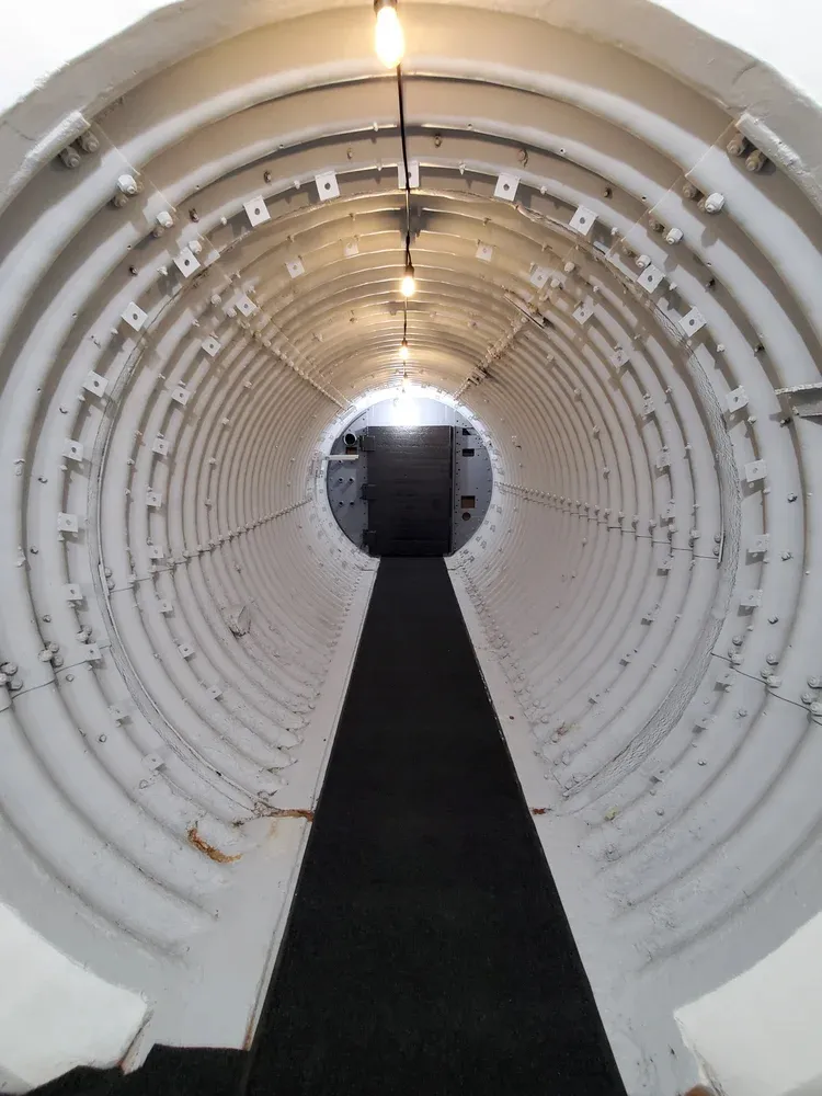 A 40 foot underground tunnel connects the retrofitted launch control to the missile silos. Image: North Star Missile Silo 