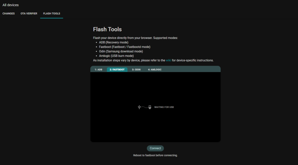 LineageOS web flash tools